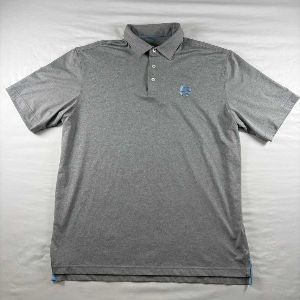 Johnnie-O Polo Shirt Mens Large Grey Meteor Short Sleeve Golf Performance